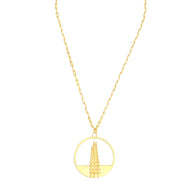 Shard Large Necklace – Gold – Sleek silver or gold design inspired by The Shard – London’s tallest skyscraper, contemporary jewellery on white background