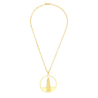 Shard Large Necklace – Gold – Sleek silver or gold design inspired by The Shard – London’s tallest skyscraper, contemporary jewellery on white background