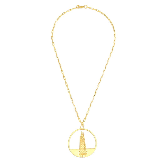 Shard Large Necklace – Gold – Sleek silver or gold design inspired by The Shard – London’s tallest skyscraper, contemporary jewellery on white background
