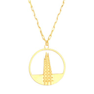 Shard Large Necklace – Gold – Sleek silver or gold design inspired by The Shard – London’s tallest skyscraper, contemporary jewellery on white background zoom in