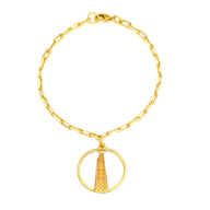 Shard Medium Bracelet – Gold – Sleek silver or gold design inspired by The Shard – London’s tallest skyscraper, contemporary jewellery on white background