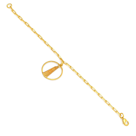 Shard Medium Bracelet – Gold – Sleek silver or gold design inspired by The Shard – London’s tallest skyscraper, contemporary jewellery on white background