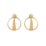 Shard Medium Earrings – Gold – Sleek silver or gold design inspired by The Shard – London’s tallest skyscraper, contemporary jewellery on black background